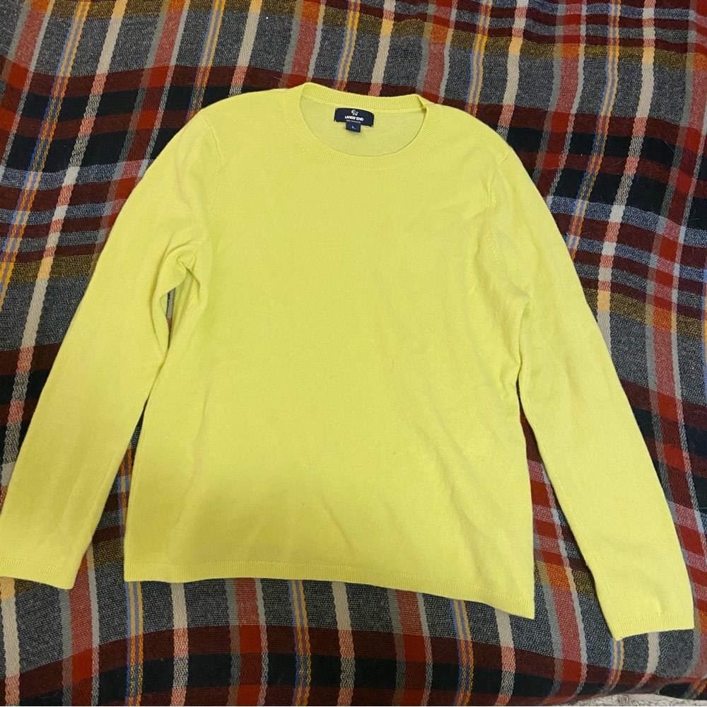 Lands' End Cashmere Sweater in Soft Yellow